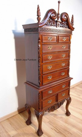 Code: BO 209-M Name: Chippendale Tall Boy Mini Size: W=67 x D=31 x H=163 cm Wood: Solid Mahogany wood.﻿